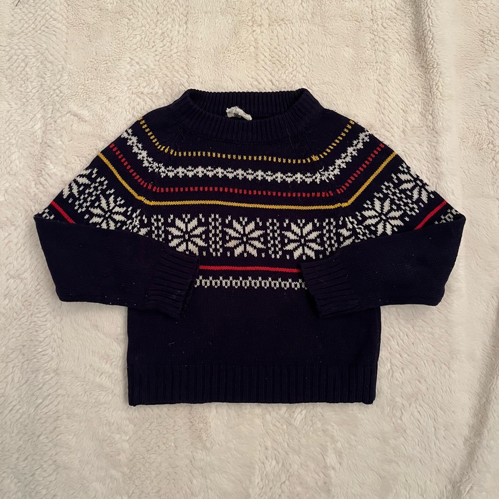 Vintage Sears Navy Snowflake Pattern Sweater